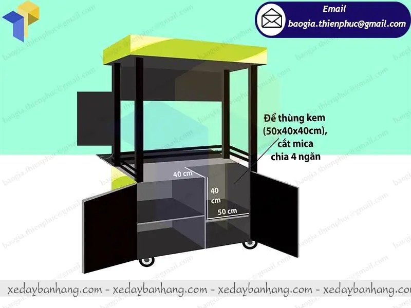 xe đẩy bán kem bằng sắt giá rẻ