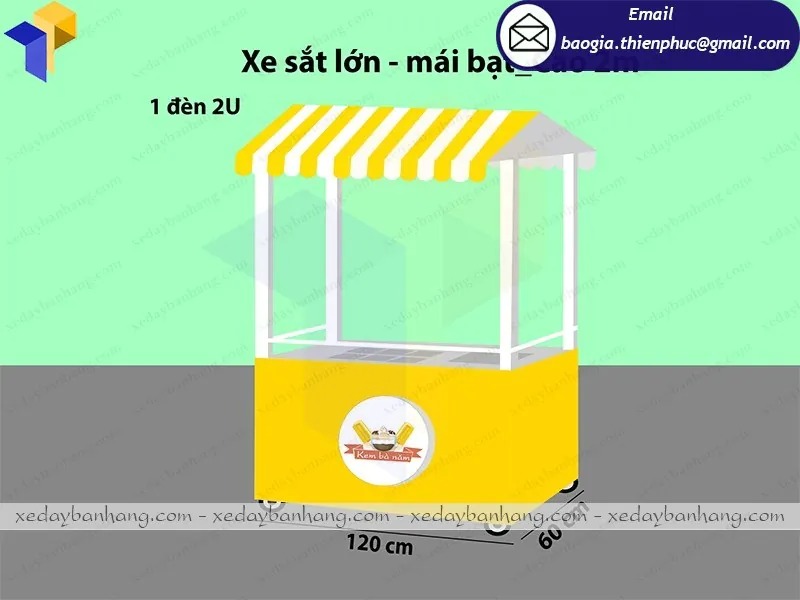 xe đẩy bán kem dạo inox