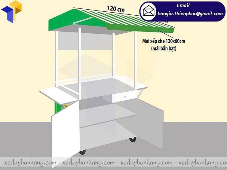 xe đẩy bán nước bằng inox đẹp