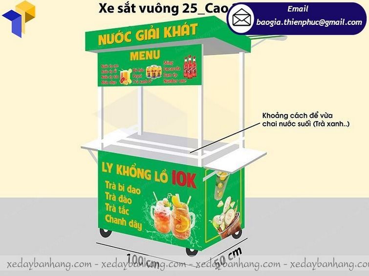 xe đẩy bán nước bằng inox