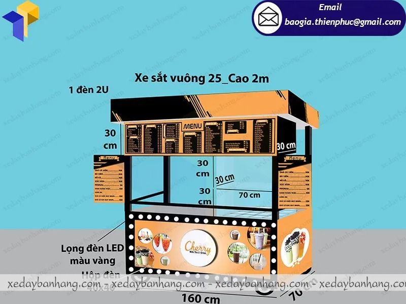 xe đẩy bán trà sữa sinh tố