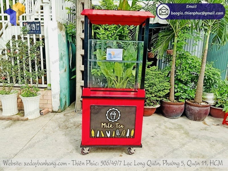xe đẩy bán trà sữa