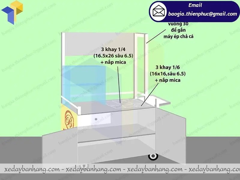 xe đẩy bán xôi bánh mì vỉa hè