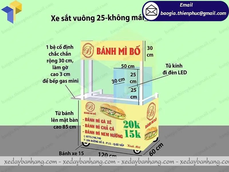 xe đẩy bán xôi bánh mì
