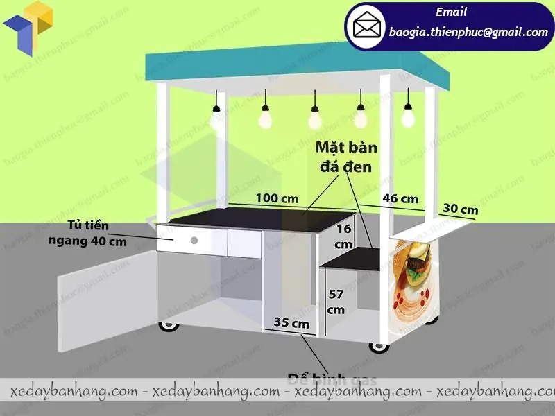 xe đẩy inox bán bánh mì giá rẻ