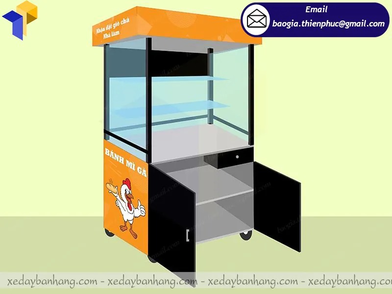 xe đẩy inox bán bánh mì giá rẻ