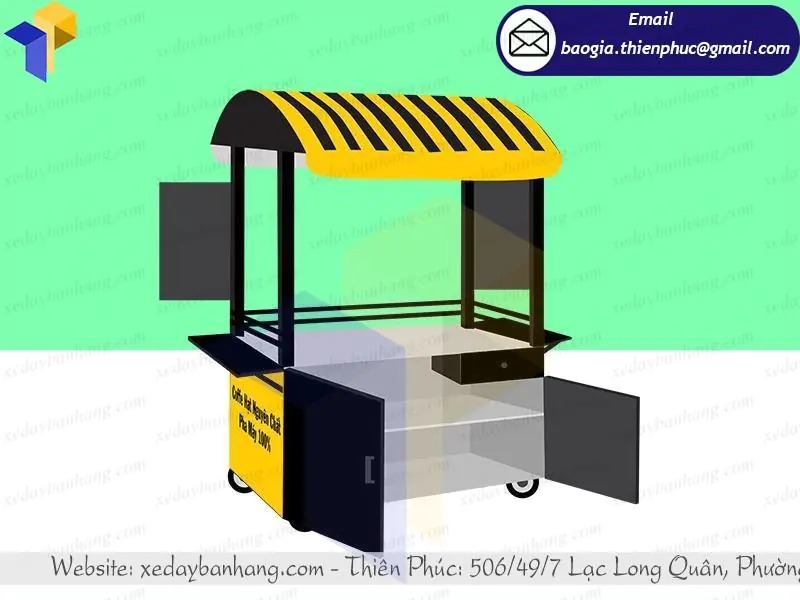 xe đẩy inox bán cafe
