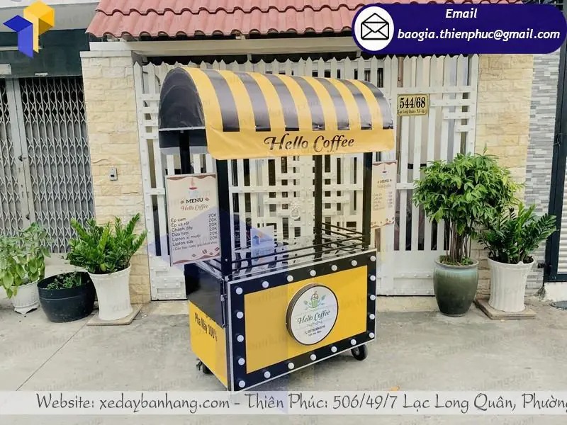 xe đẩy inox bán cafe lưu động