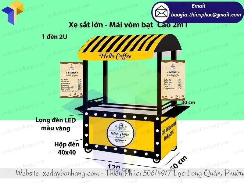 xe đẩy inox bán cafe giá rẻ