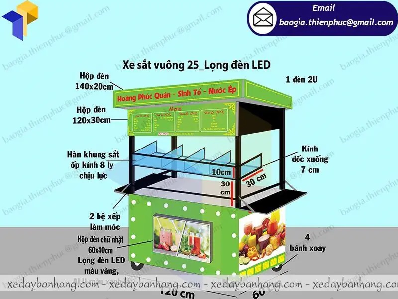 xe đẩy inox bán sinh tố