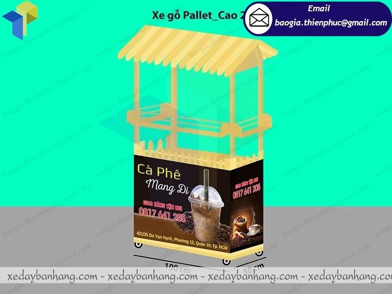 xe gỗ bán cafe mang đi