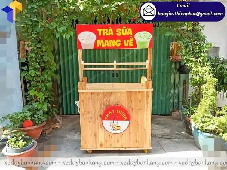 xe gỗ bán trà sữa giá rẻ