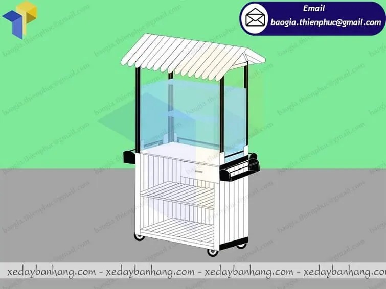 xe gỗ bán trà sữa take away lưu động