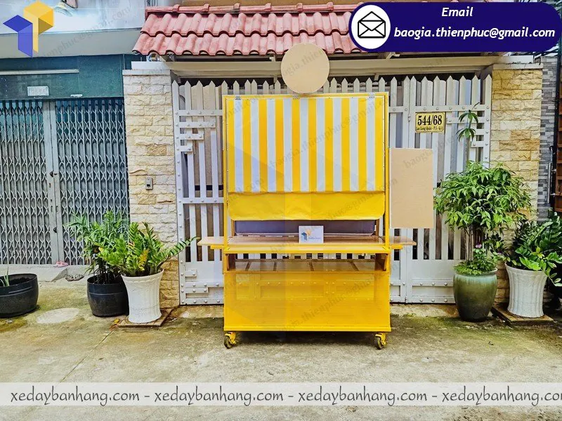 xe khung sắt ốp gỗ bán cafe giá rẻ