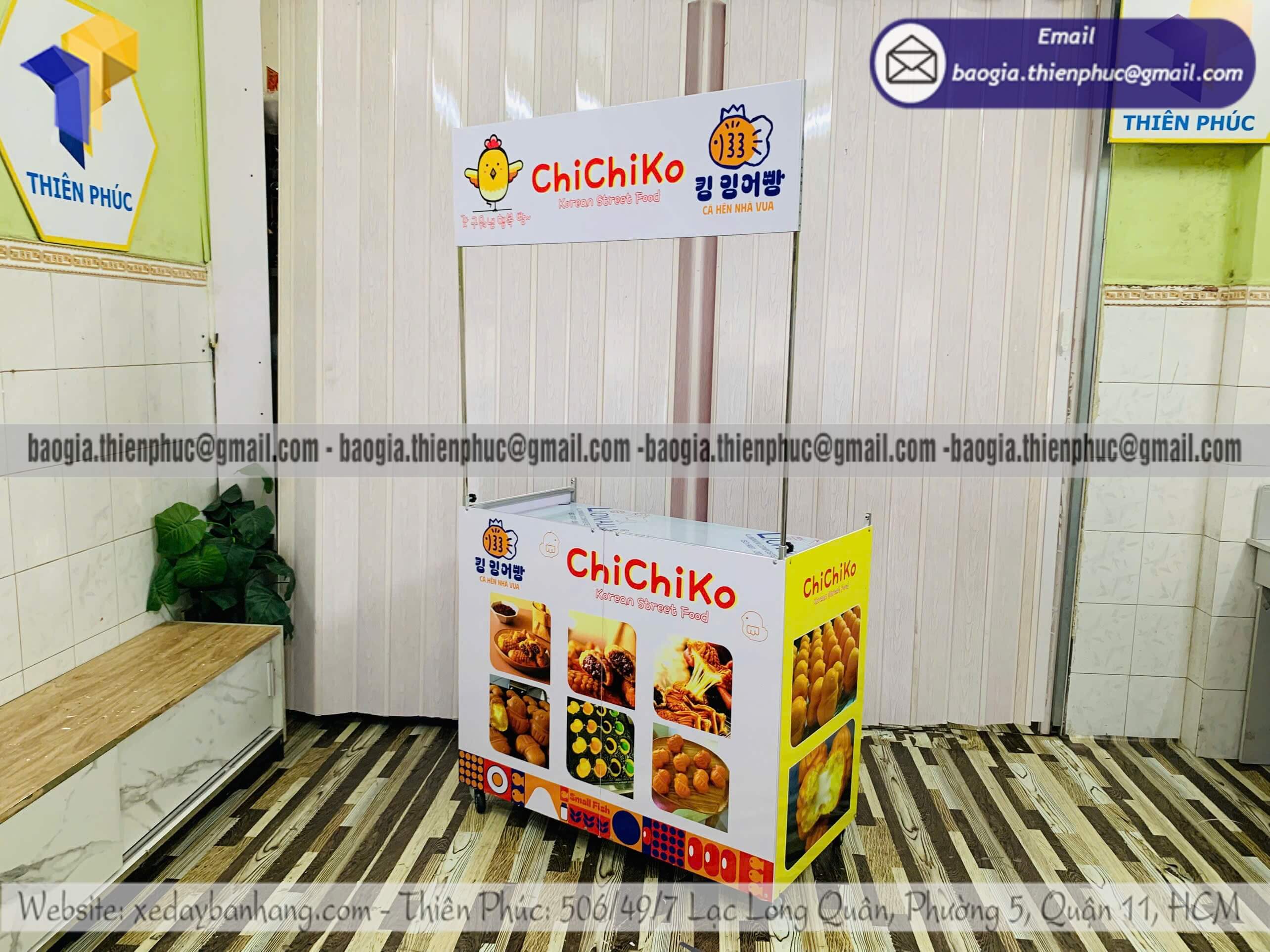 Xe lắp ráp bán bánh dạo trên lề đường xếp gọn chuyển bán bánh mì đồ ăn vặt cực tiện