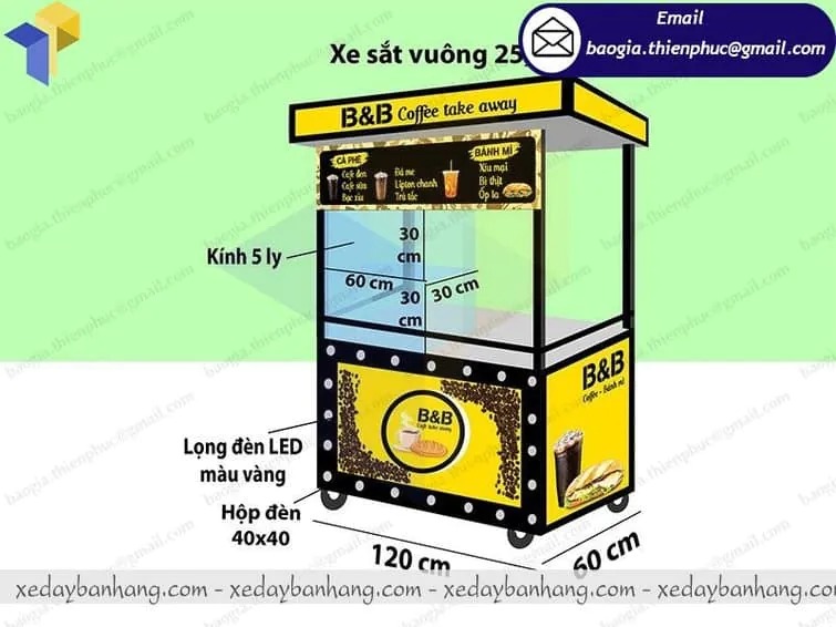 xe sắt bán cafe take away giá rẻ