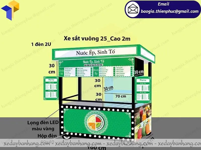 xe sắt bán sinh tố nước ép