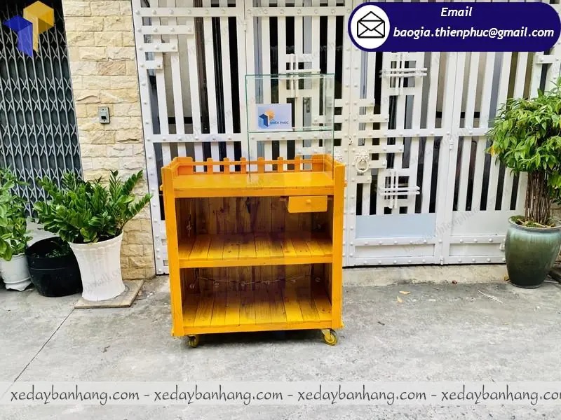 xe trà sữa di động bằng gỗ