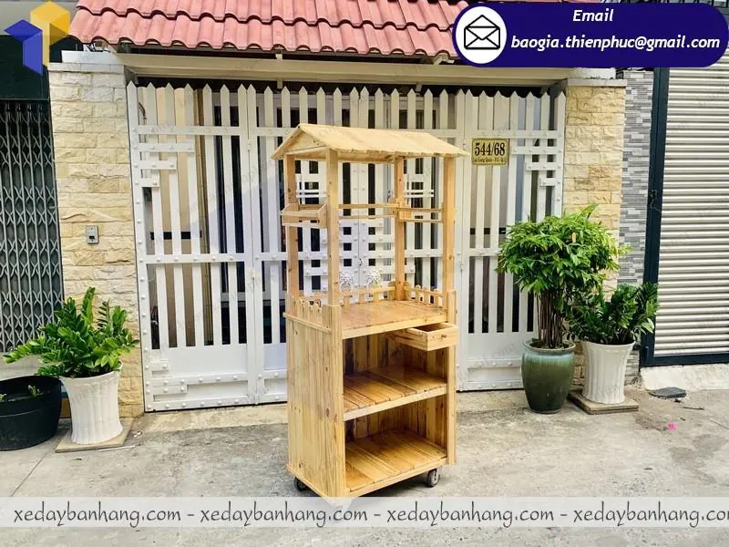 xe trà sữa đơn giản bằng gỗ