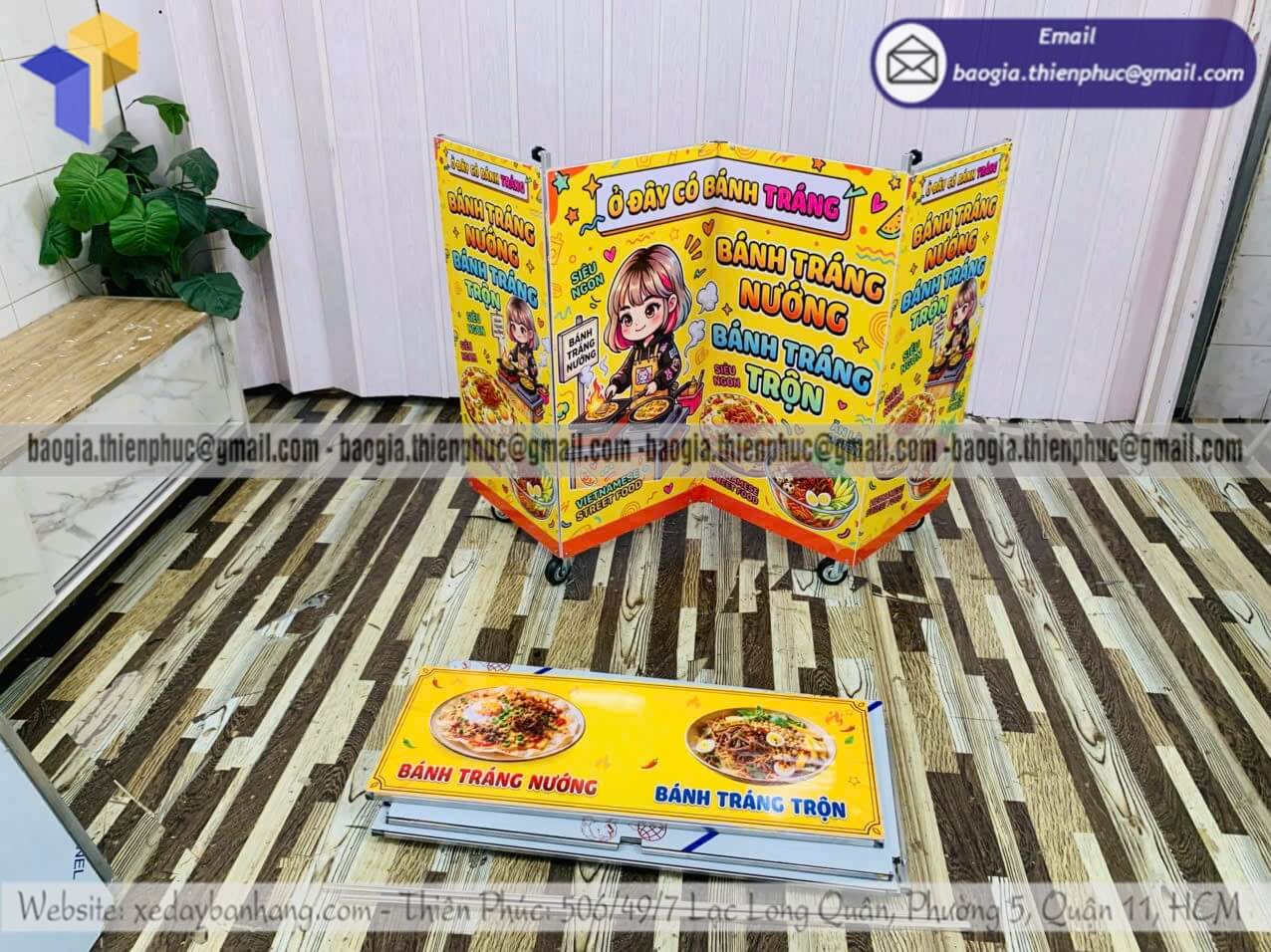 Xưởng đóng quầy xếp bán cafe take away kèm dù che cho sinh viên người mới bán