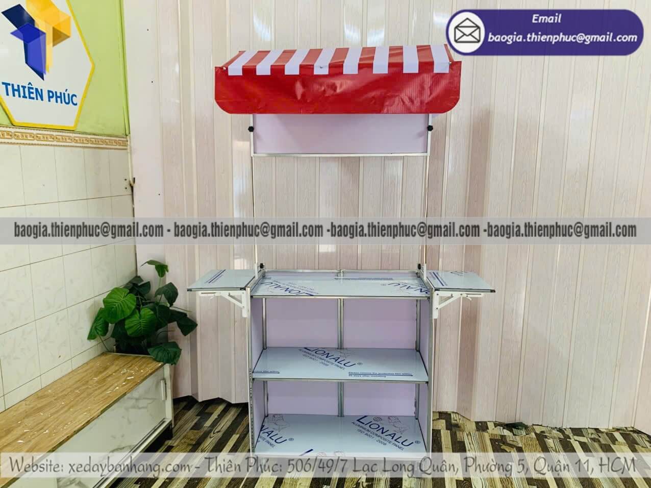 Xưởng đóng quầy xếp pha chế cafe take away mái che cho người bán hàng thu nhập thêm