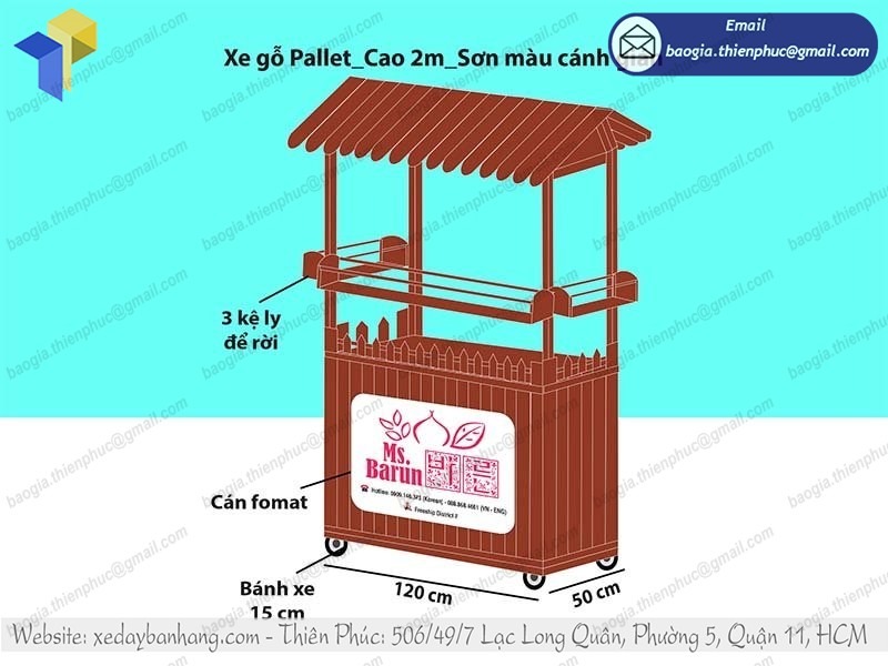 xưởng đóng xe bán cá viên chiên bằng gỗ