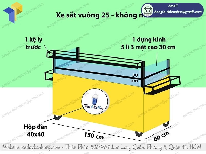 xưởng đóng xe cà phê inox vỉa hè