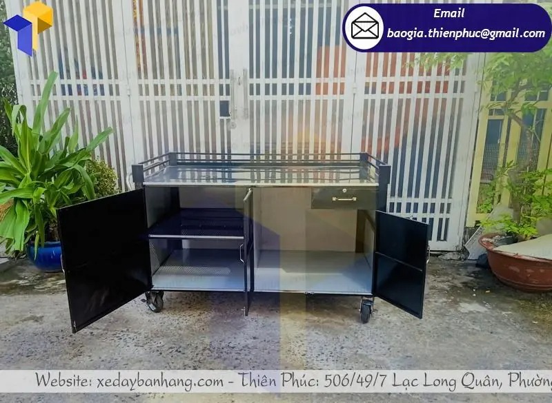 xưởng đóng xe cafe mang đi bằng sắt