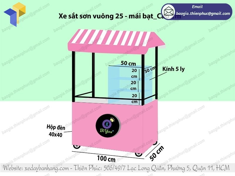 xưởng đóng xe đẩy inox bán cá viên chiên