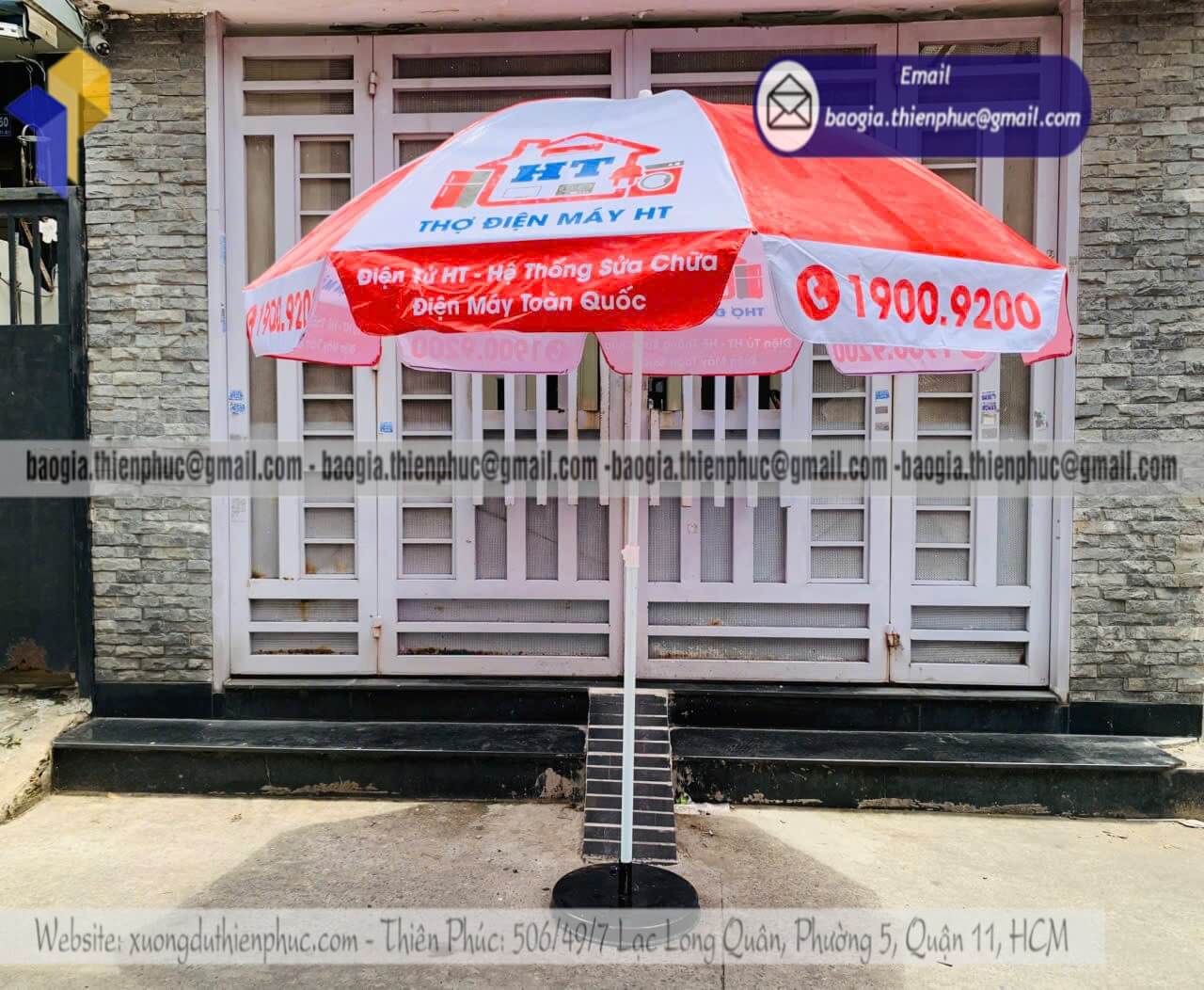 Xưởng sản xuất dù bạt quảng cáo ngoài trời in logo
