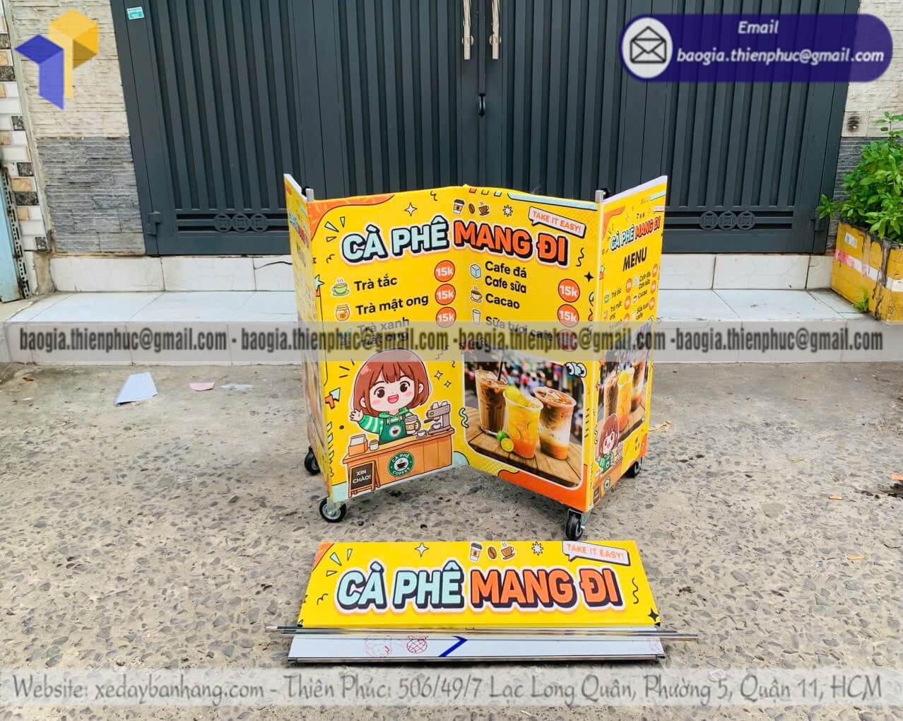 Xưởng sản xuất quầy xếp bạt bán cafe take away rẻ xường Thiên Phúc nhận sỉ lẻ